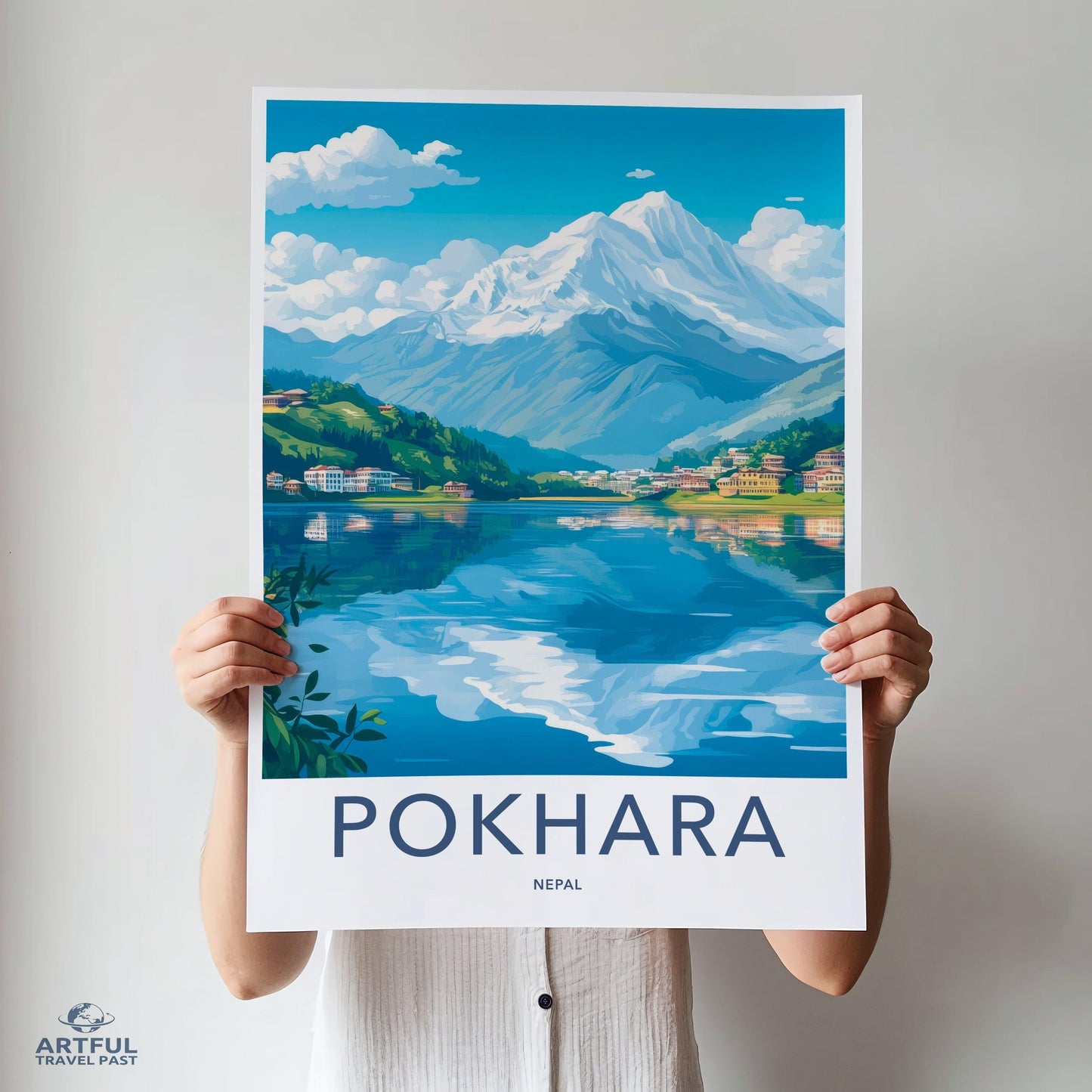 Pokhara Poster | Nepal Wall Art | South Asia Decor