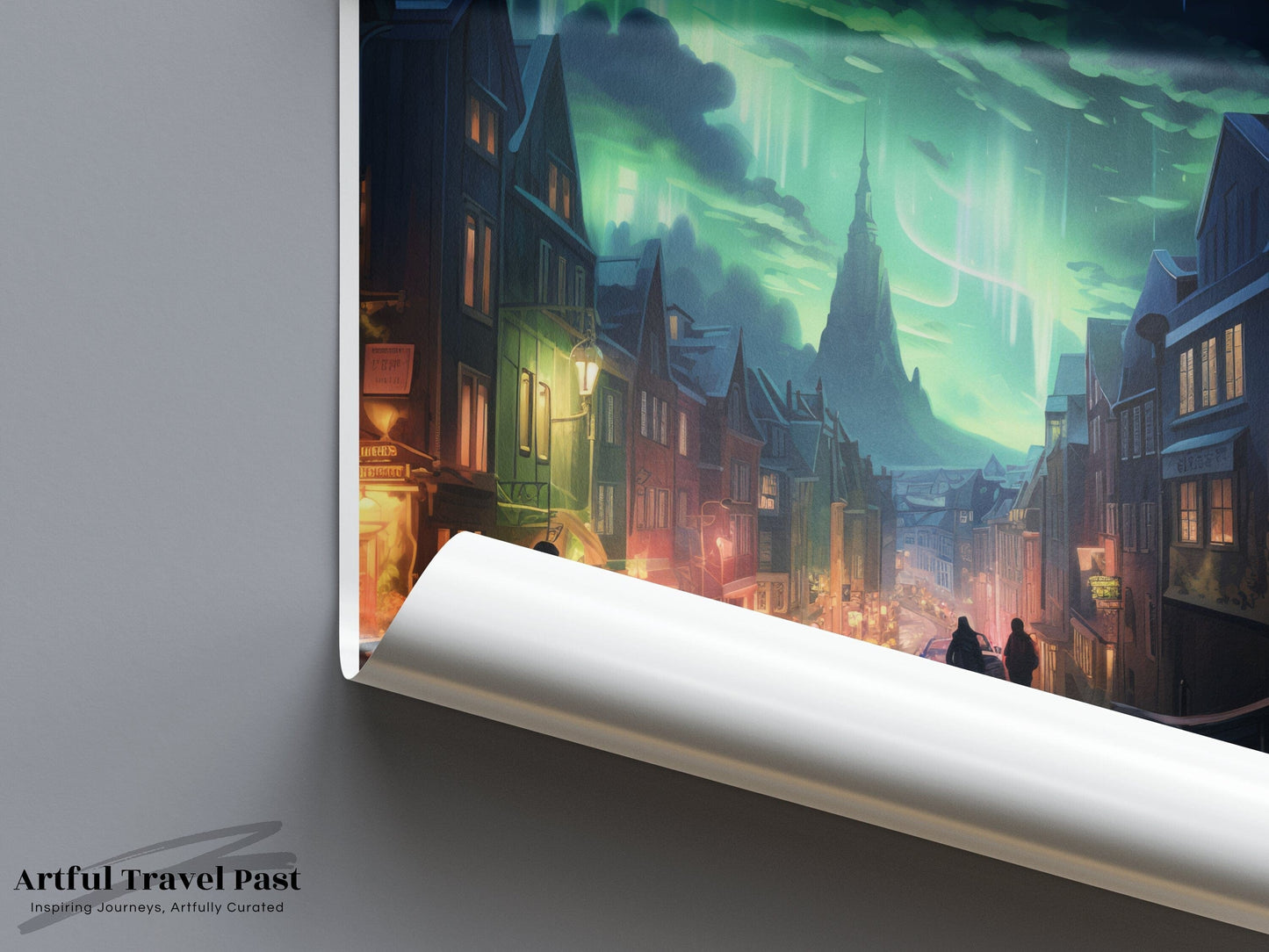 Reykjavik Poster | Iceland Wall Art | Northern Lights Decor