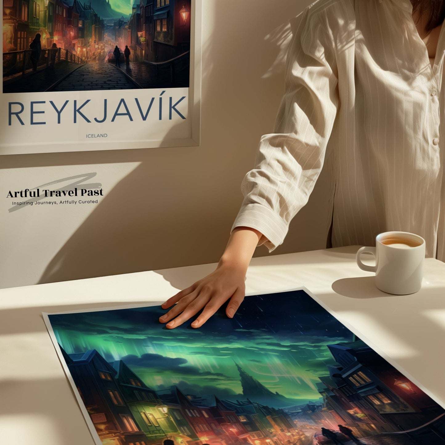 Reykjavik Poster | Iceland Wall Art | Northern Lights Decor
