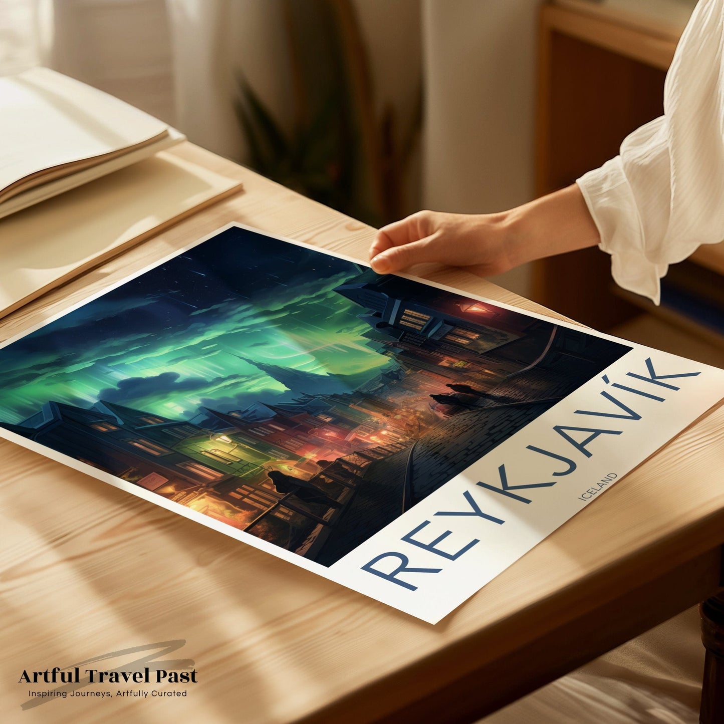 Reykjavik Poster | Iceland Wall Art | Northern Lights Decor