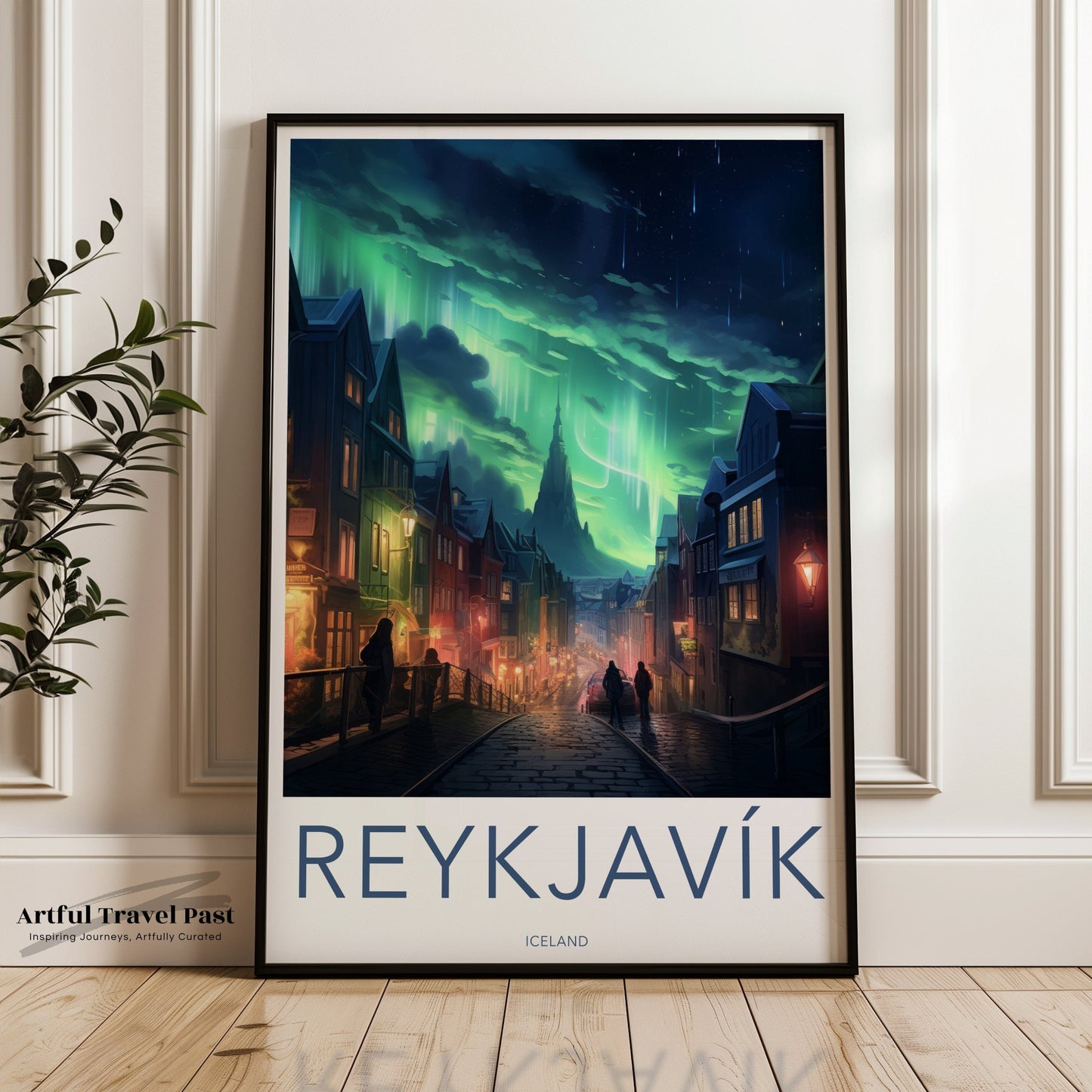 Reykjavik Poster | Iceland Wall Art | Northern Lights Decor