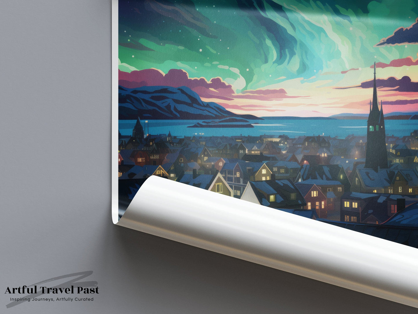 Reykjavik Poster | Northern Lights Art | Iceland Wall Art