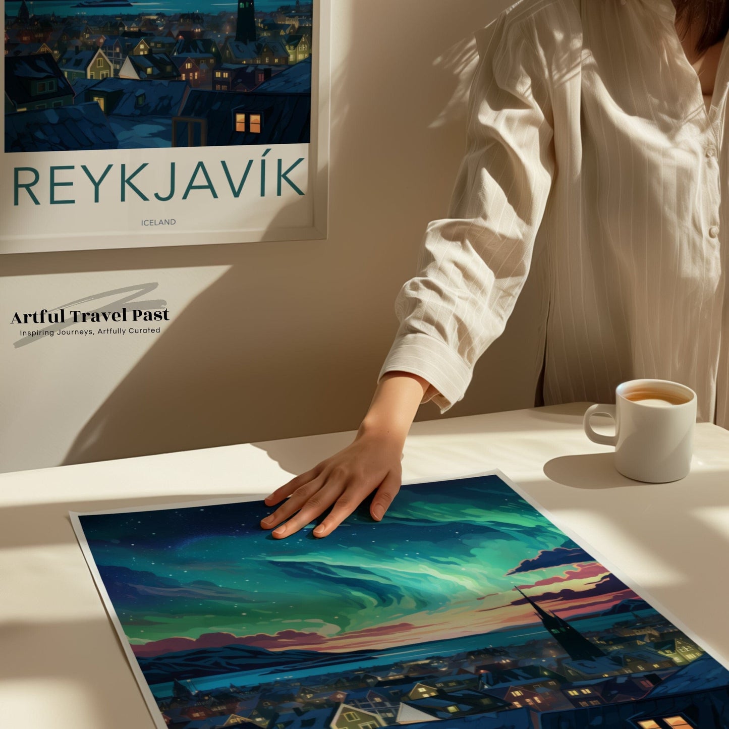 Reykjavik Poster | Northern Lights Art | Iceland Wall Art