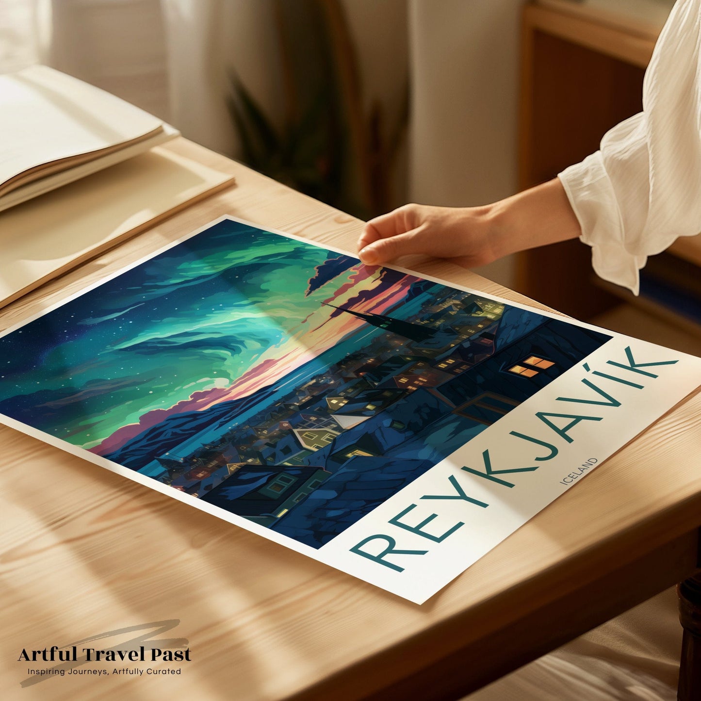 Reykjavik Poster | Northern Lights Art | Iceland Wall Art
