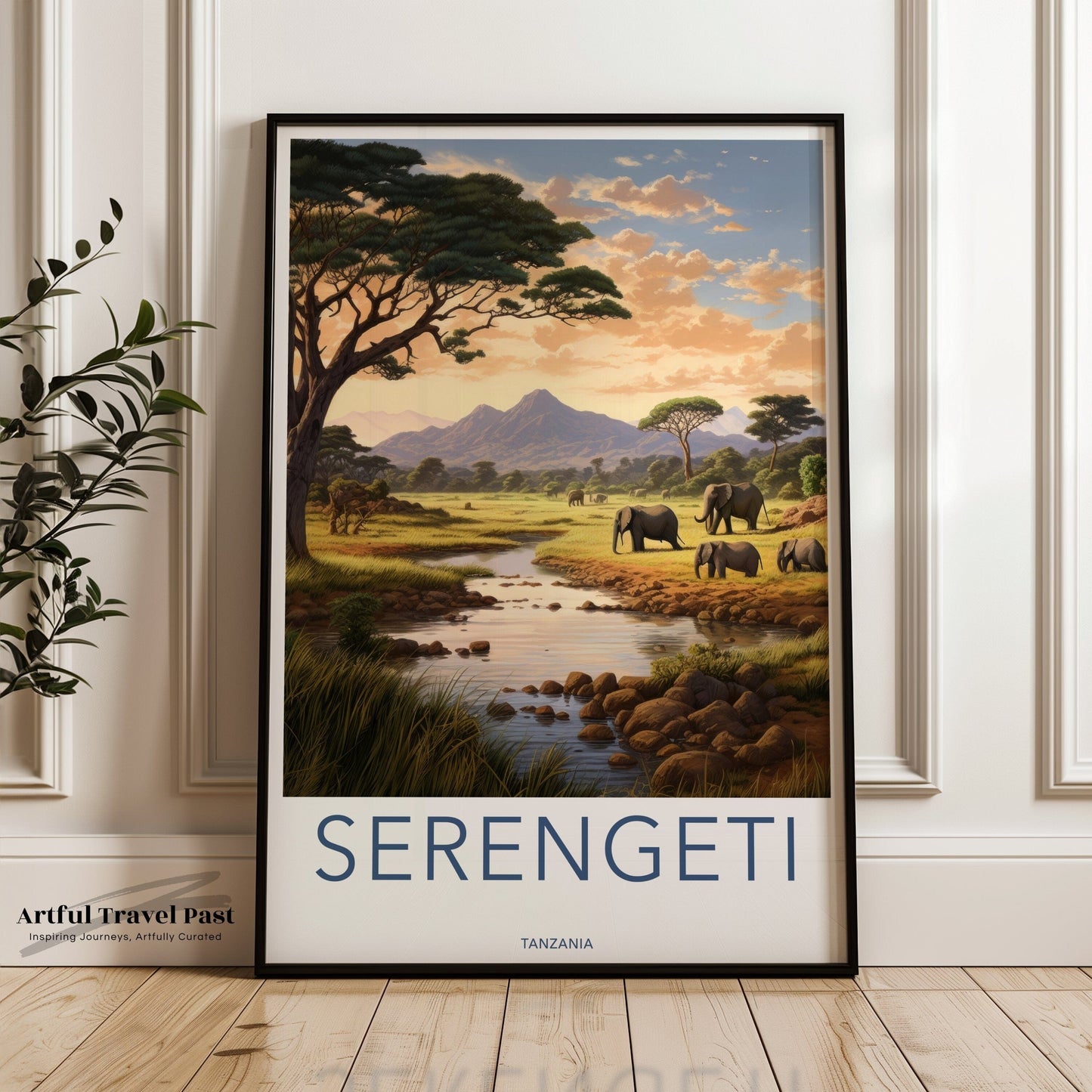 Tanzania Poster | Elephant Herd | Africa Wall Art