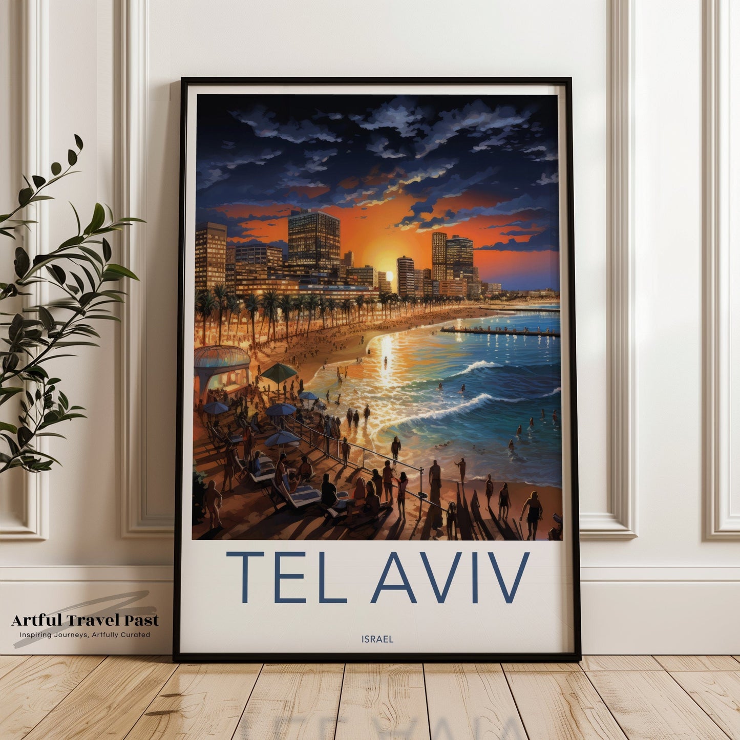 Tel Aviv Poster | Sunset Hanukkah | Israel Wall Art