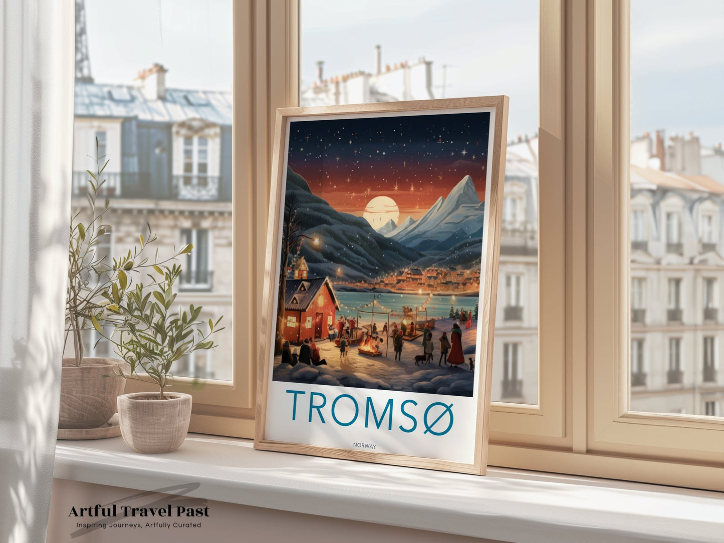 Tromsø Poster | Norway Wall Art | Northern Lights Artwork