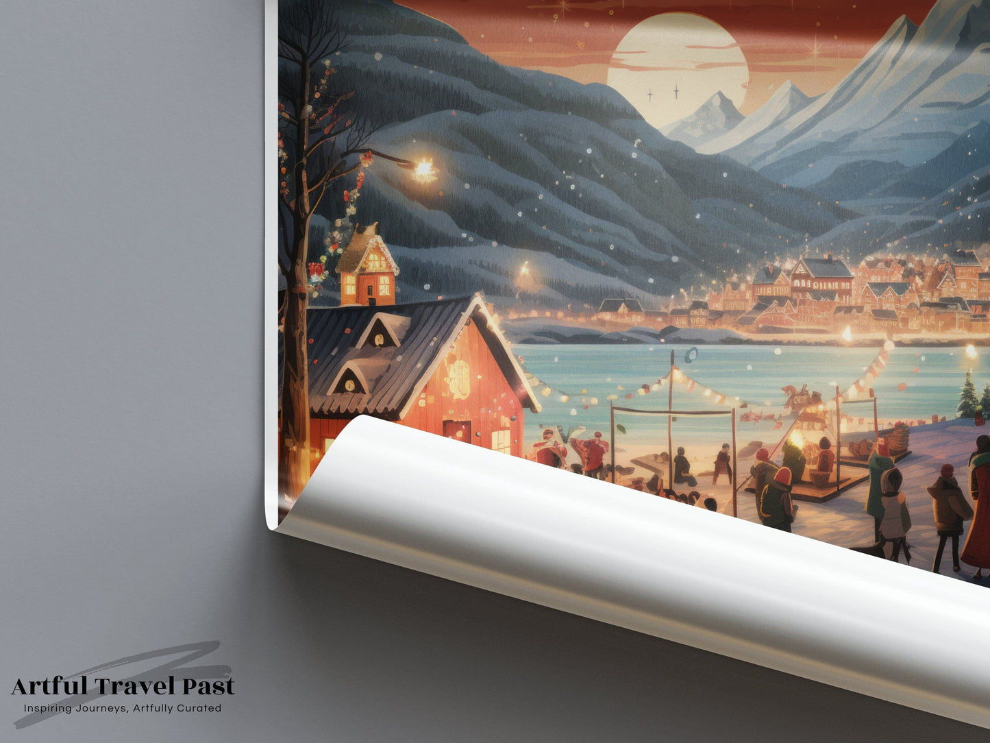 Tromsø Poster | Norway Wall Art | Northern Lights Artwork
