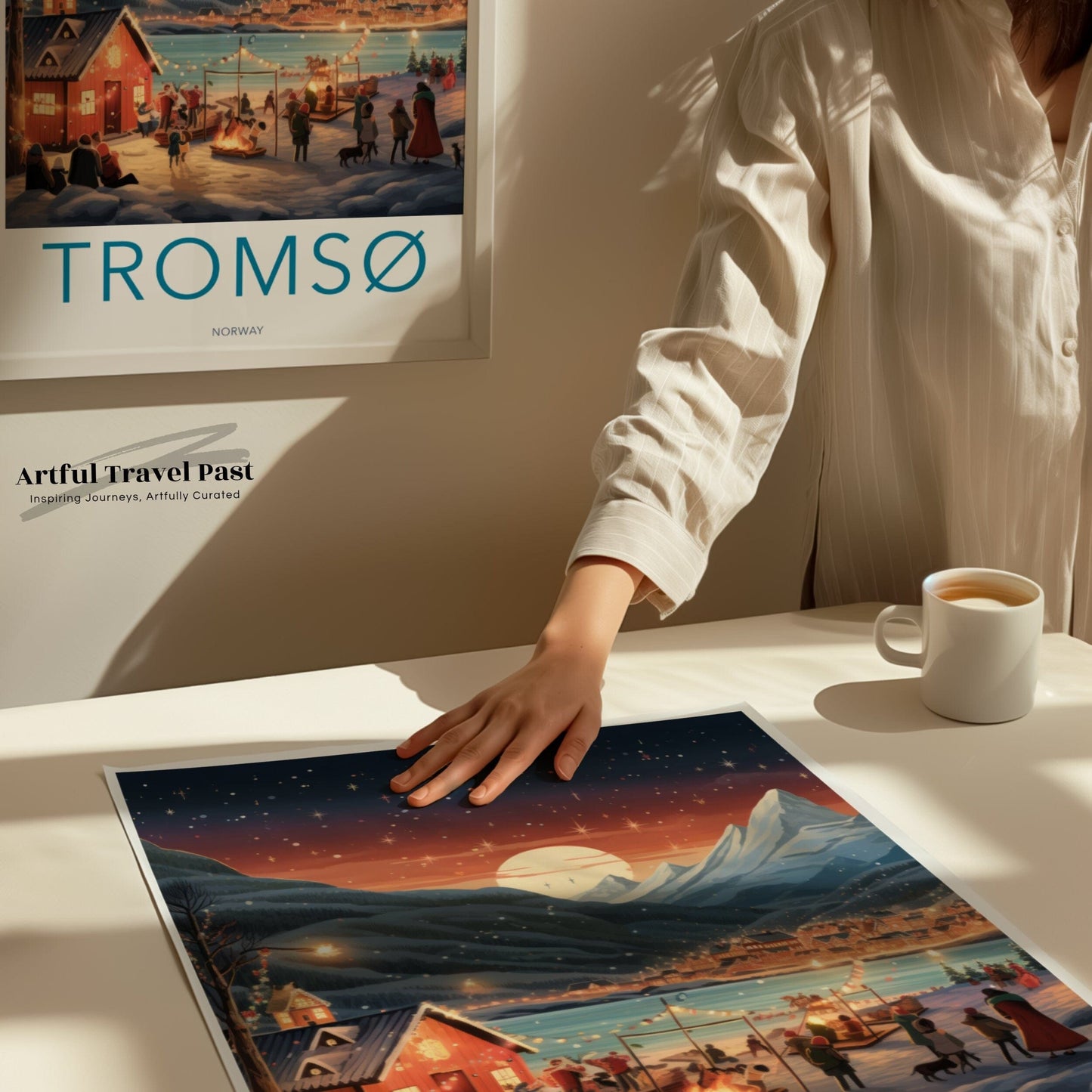Tromsø Poster | Norway Wall Art | Northern Lights Artwork