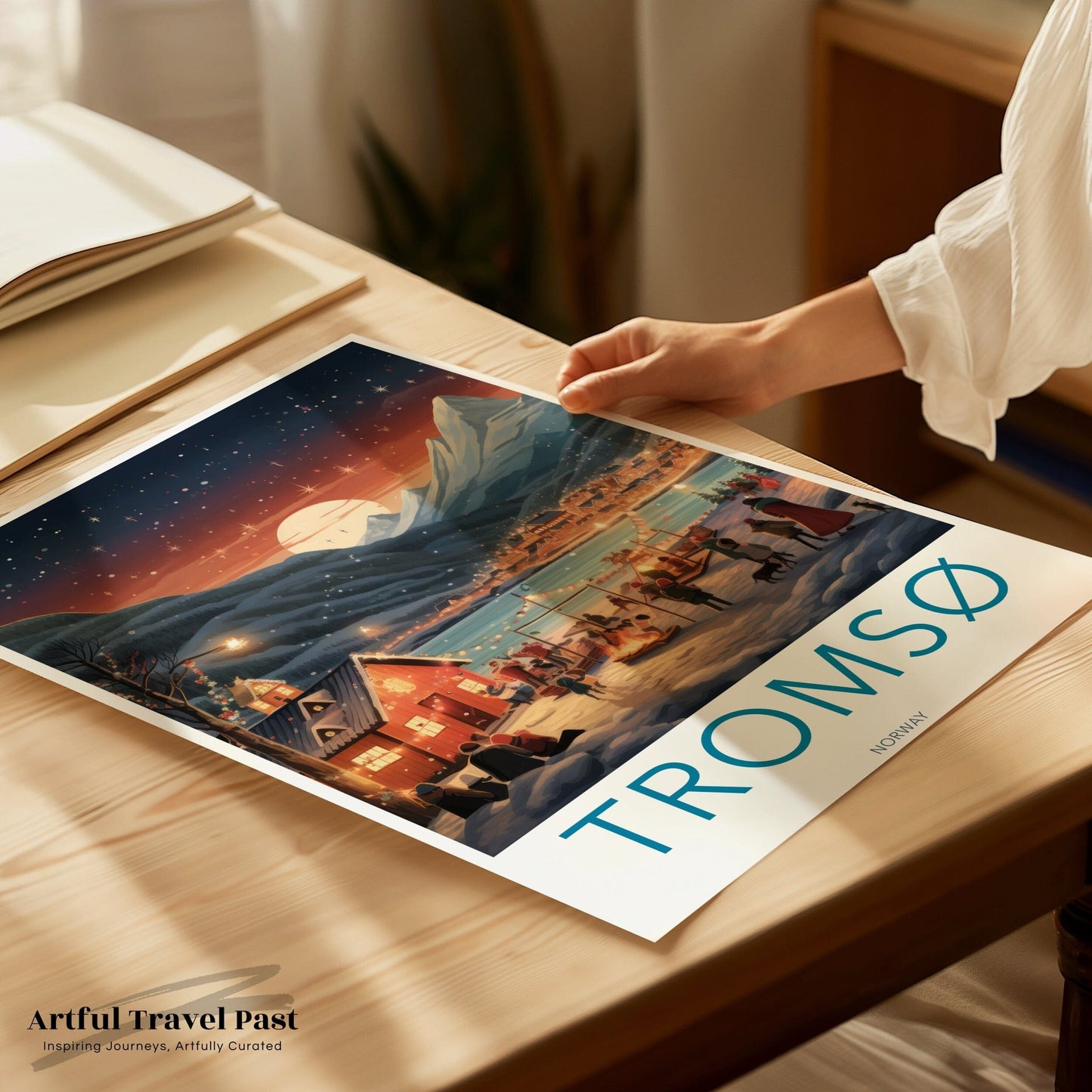 Tromsø Poster | Norway Wall Art | Northern Lights Artwork