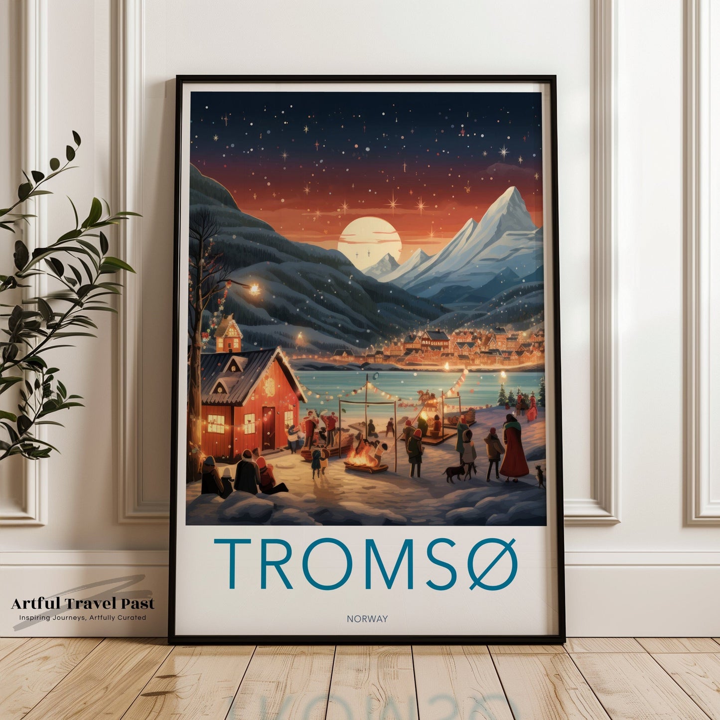 Tromsø Poster | Norway Wall Art | Northern Lights Artwork