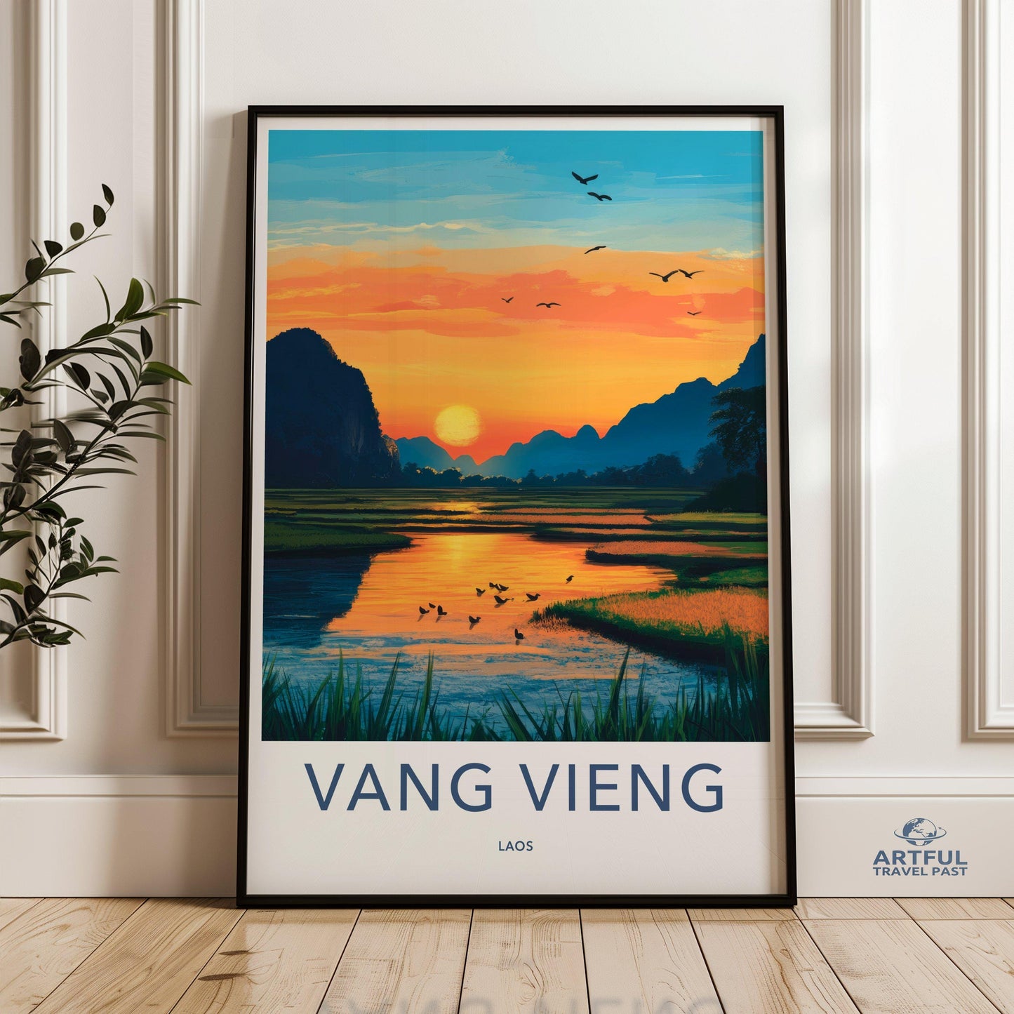Vang Vieng Poster | Laos Wall Art | Southeast Asia Decor