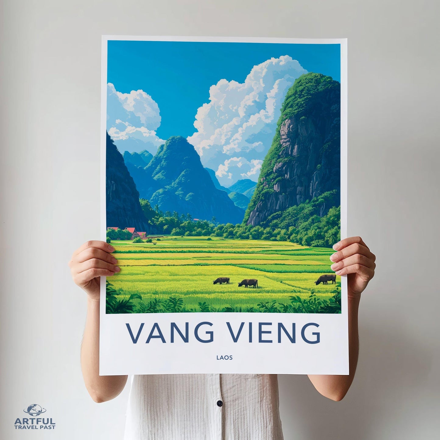 Vang Vieng Poster | Laos Wall Art | Southeast Asia Decor