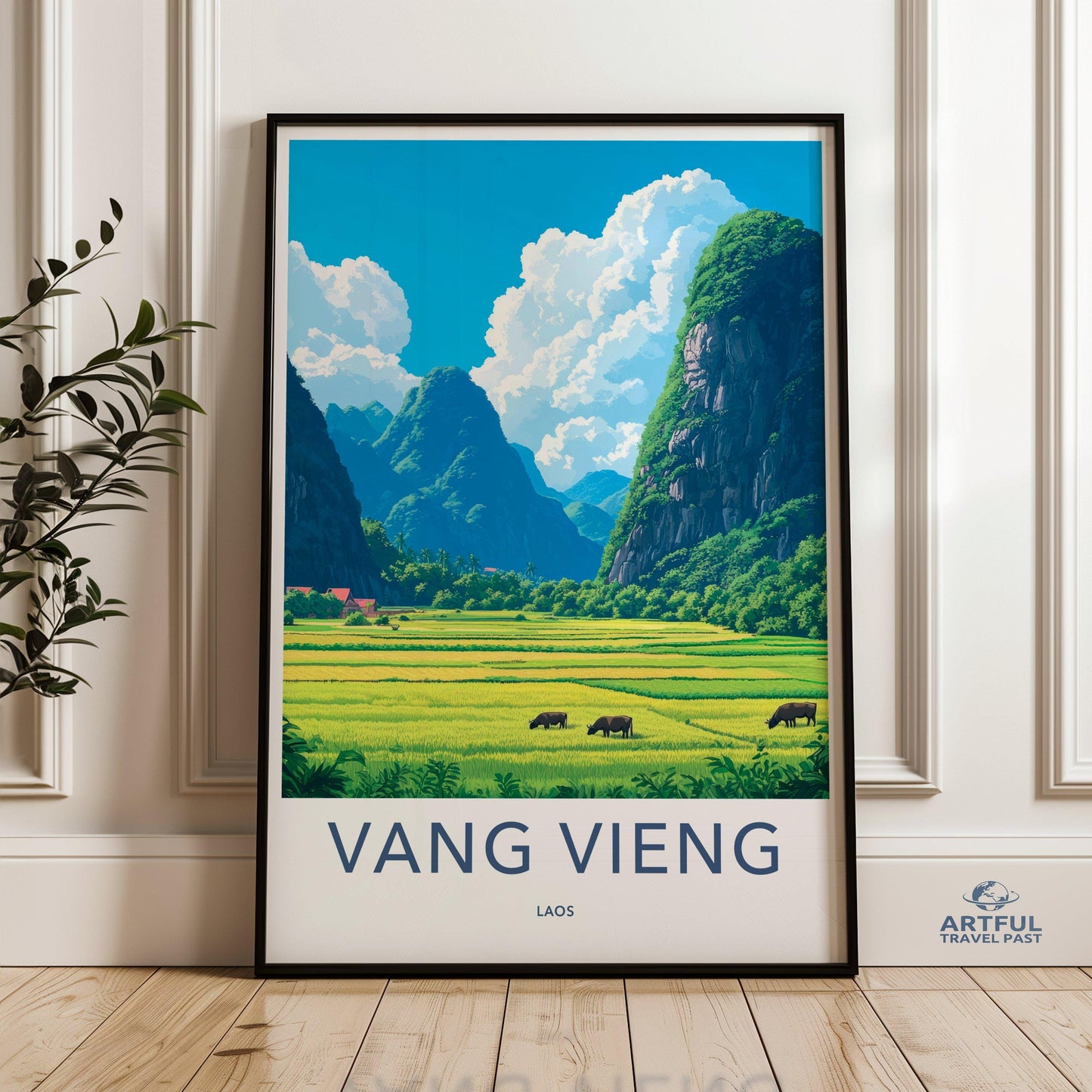 Vang Vieng Poster | Laos Wall Art | Southeast Asia Decor