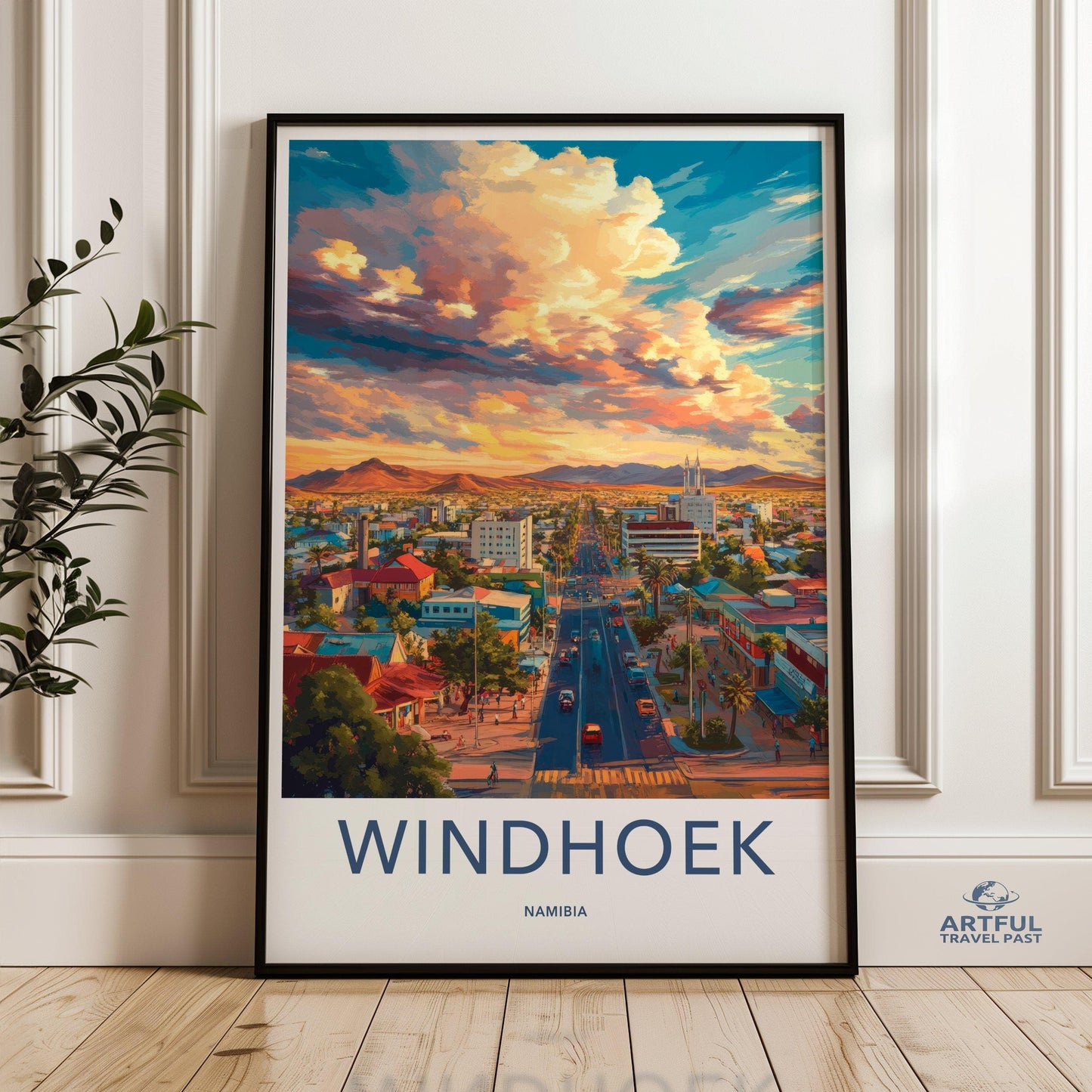 Windhoek Poster | Namibia Wall Art | Africa Decor
