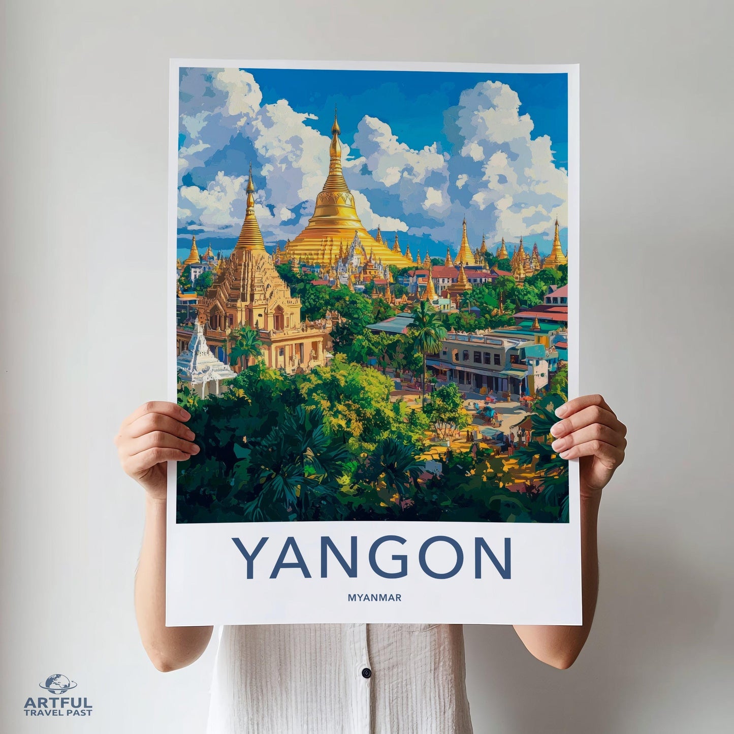 Yangon Poster | Myanmar Wall Art | Southeast Asia Decor