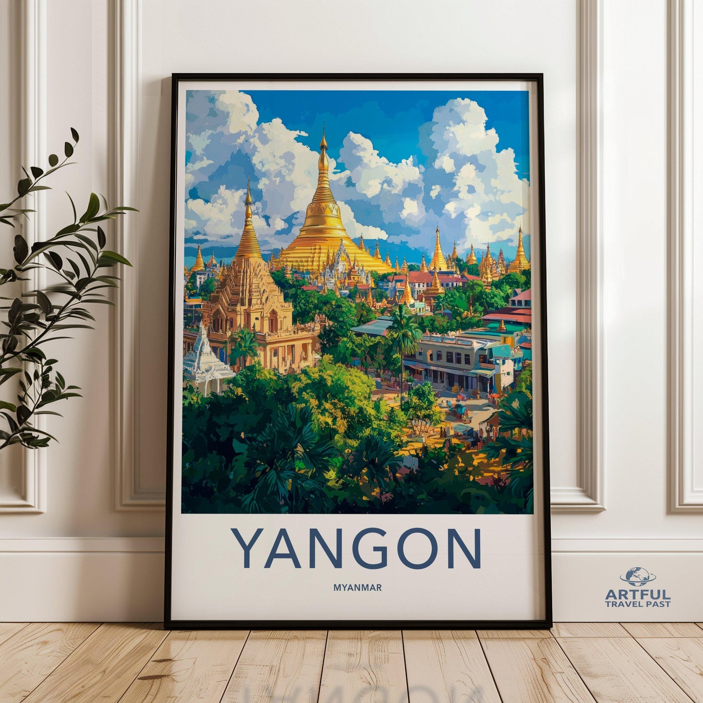 Yangon Poster | Myanmar Wall Art | Southeast Asia Decor