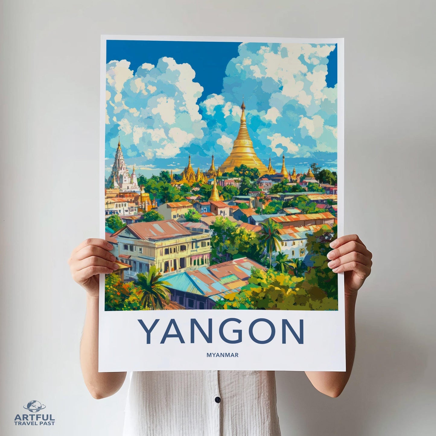 Yangon Poster | Myanmar Wall Art | Southeast Asia Decor