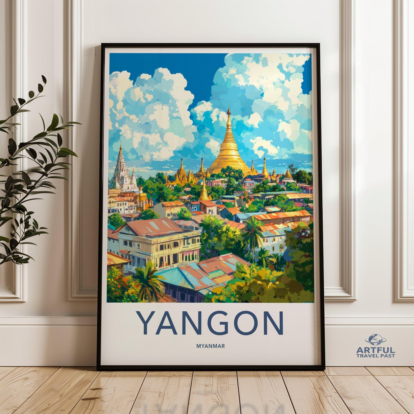 Yangon Poster | Myanmar Wall Art | Southeast Asia Decor
