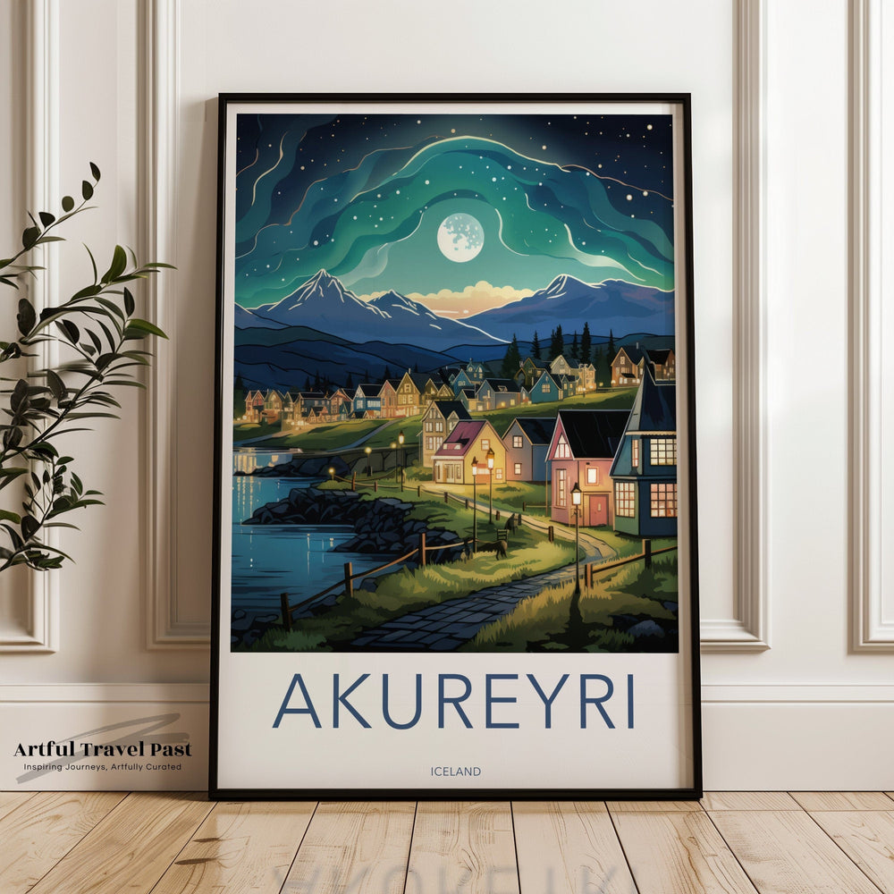 Akureyri Northern Lights Poster | Iceland Wall Art