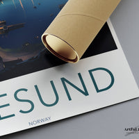 Alesund Poster | Fjord Landscape | Norway Wall Art