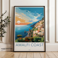 Amalfi Coast Poster | Sunset Print | Italy Wall Art