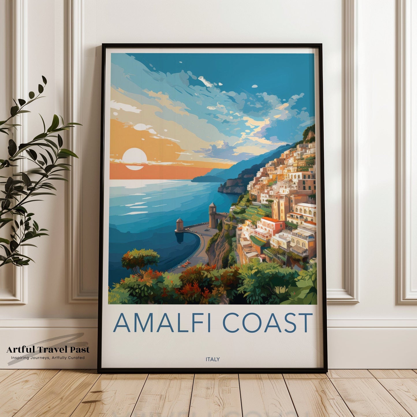 Amalfi Coast Poster | Sunset Print | Italy Wall Art