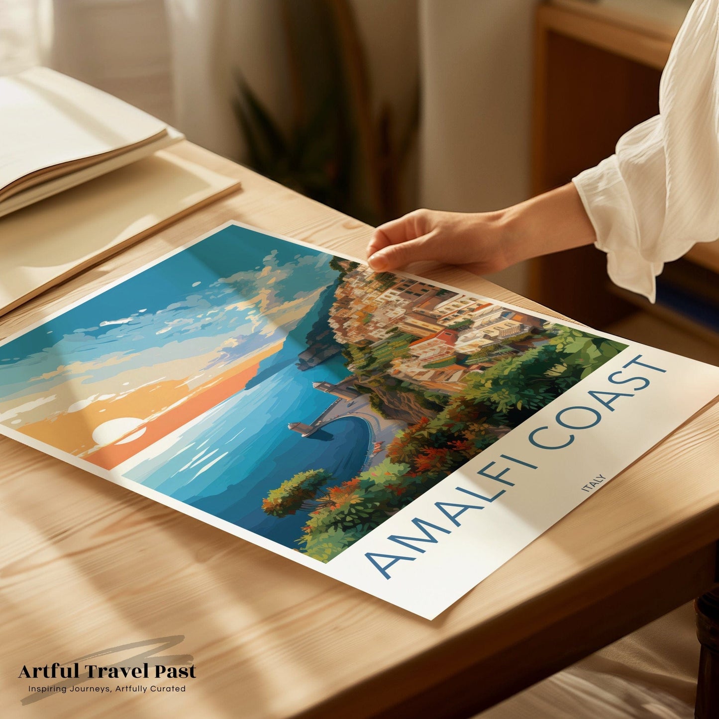 Amalfi Coast Poster | Sunset Print | Italy Wall Art