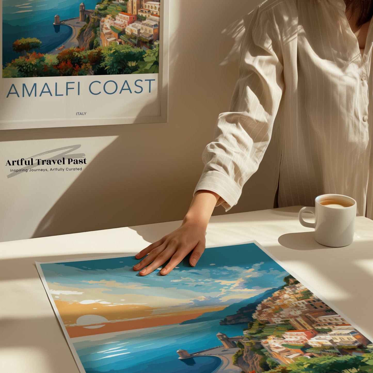 Amalfi Coast Poster | Sunset Print | Italy Wall Art