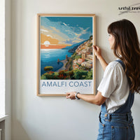 Amalfi Coast Poster | Sunset Print | Italy Wall Art