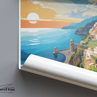 Amalfi Coast Poster | Sunset Print | Italy Wall Art