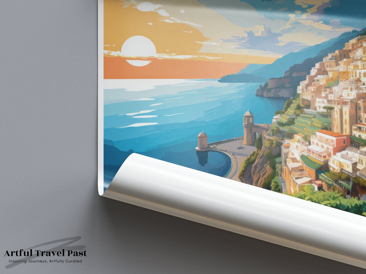 Amalfi Coast Poster | Sunset Print | Italy Wall Art