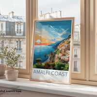 Amalfi Coast Poster | Sunset Print | Italy Wall Art