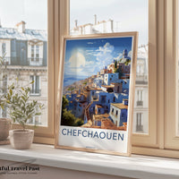 Chefchaouen Poster | Mediterranean Artwork | Morocco Wall Art