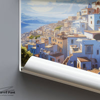 Chefchaouen Poster | Mediterranean Artwork | Morocco Wall Art