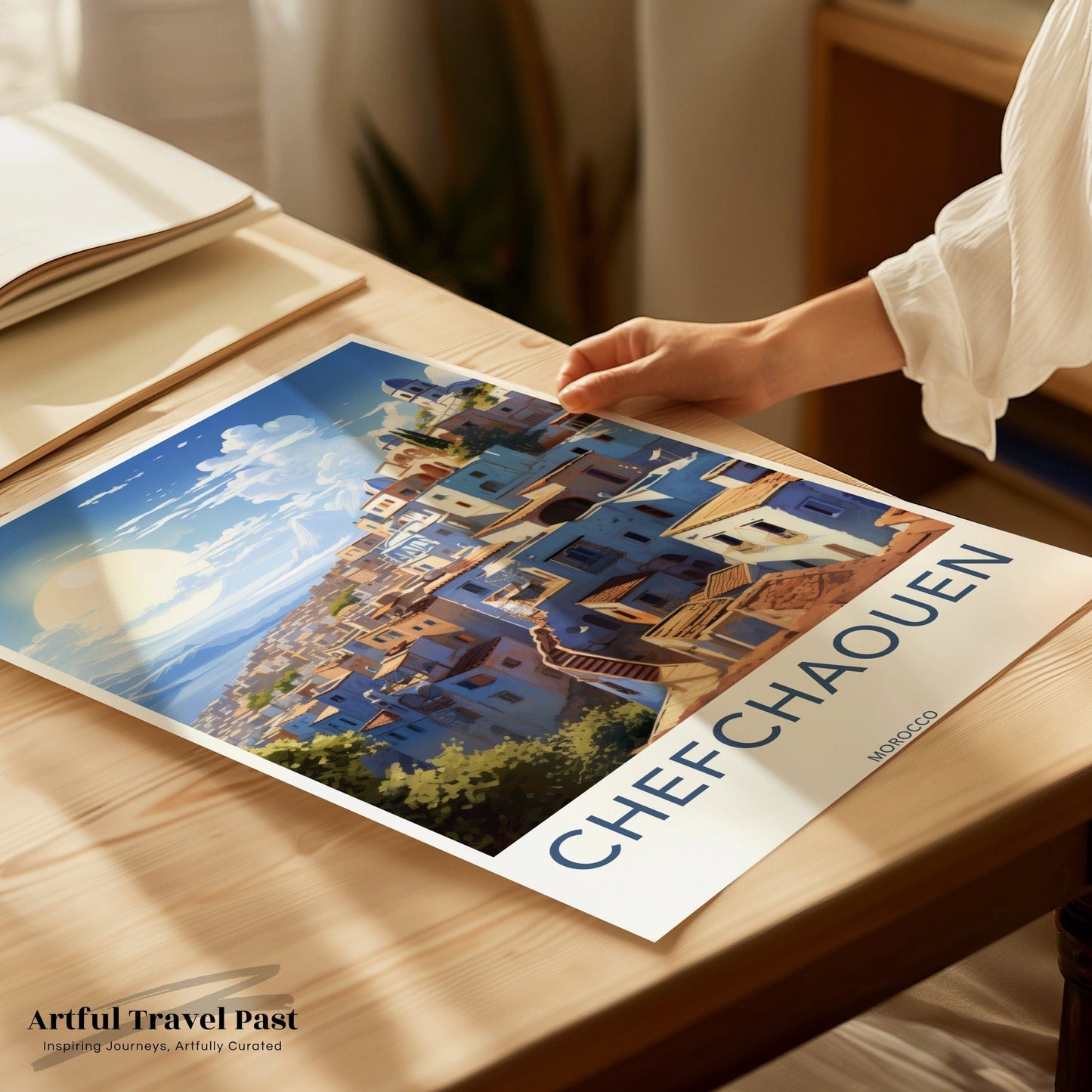 Chefchaouen Poster | Mediterranean Artwork | Morocco Wall Art