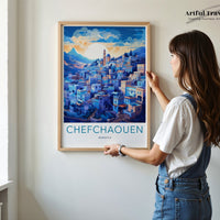 Chefchaouen Poster | Morocco Wall Art | Africa Decor