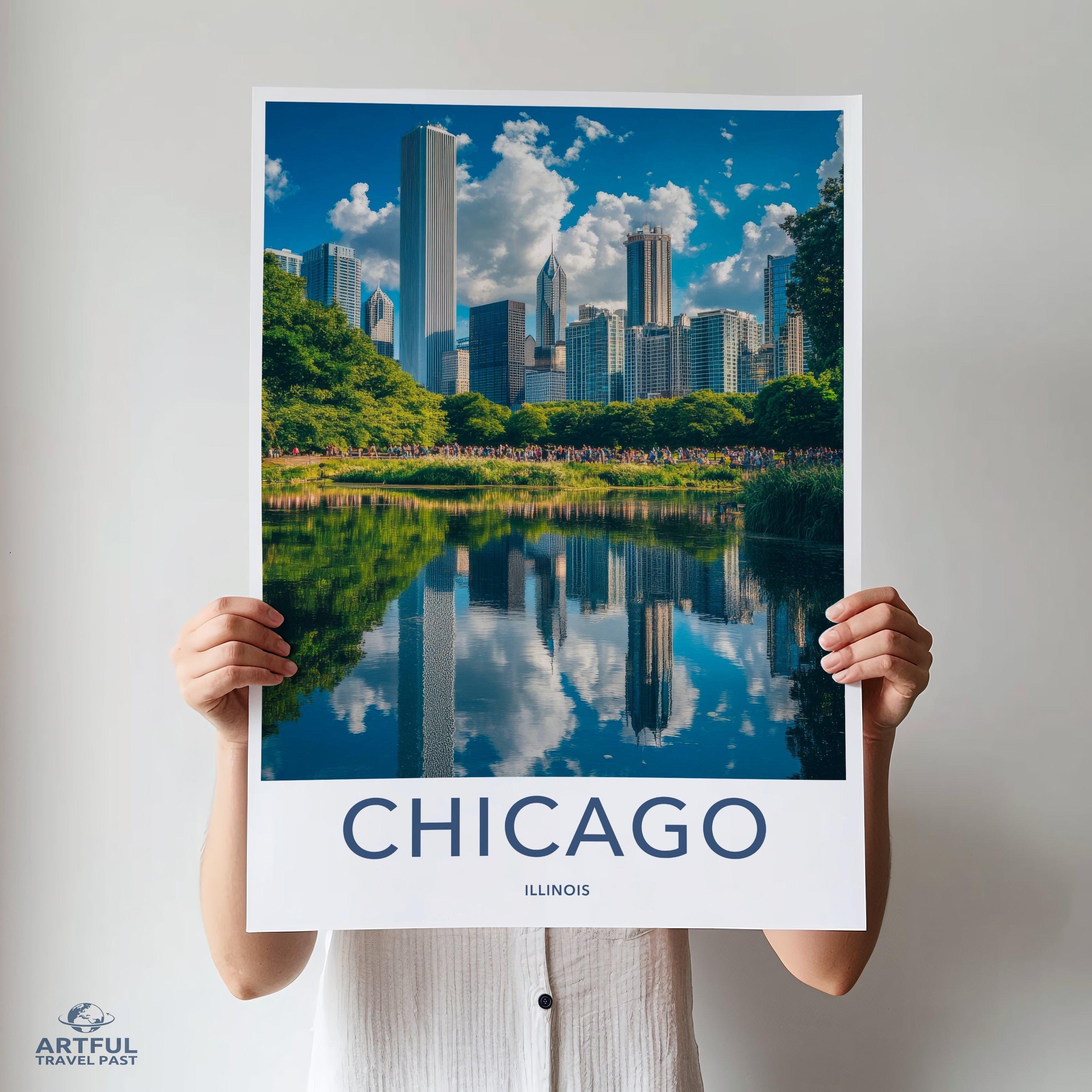 Chicago Poster | Illinois Wall Art | America Decor