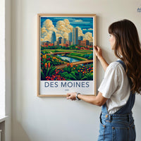 Des Moines Poster - Iowa Wall Art