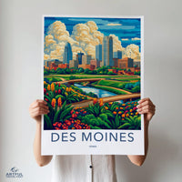 Des Moines Poster - Iowa Wall Art