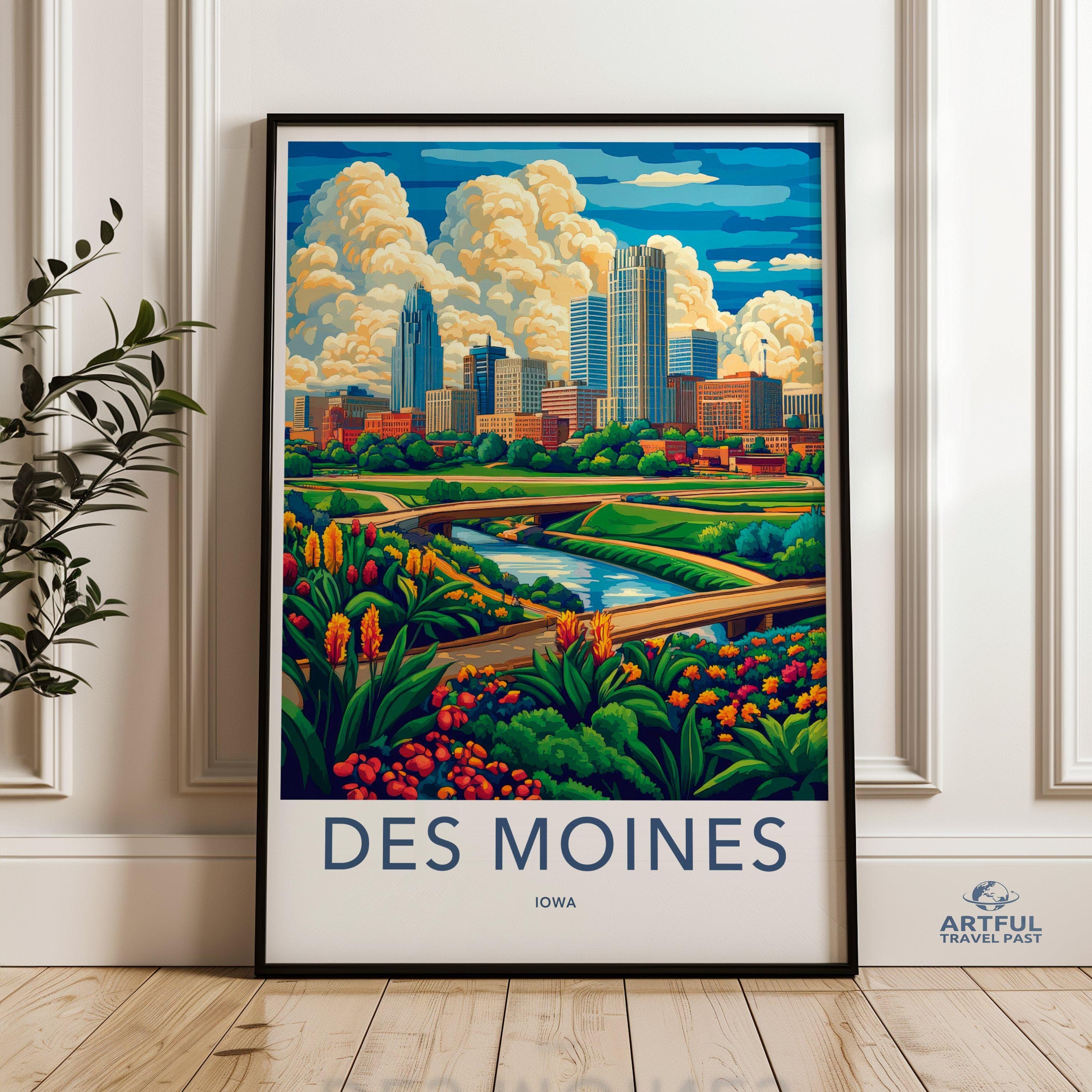 Des Moines Poster - Iowa Wall Art