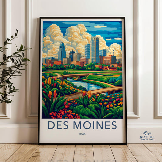 Des Moines Poster - Iowa Wall Art