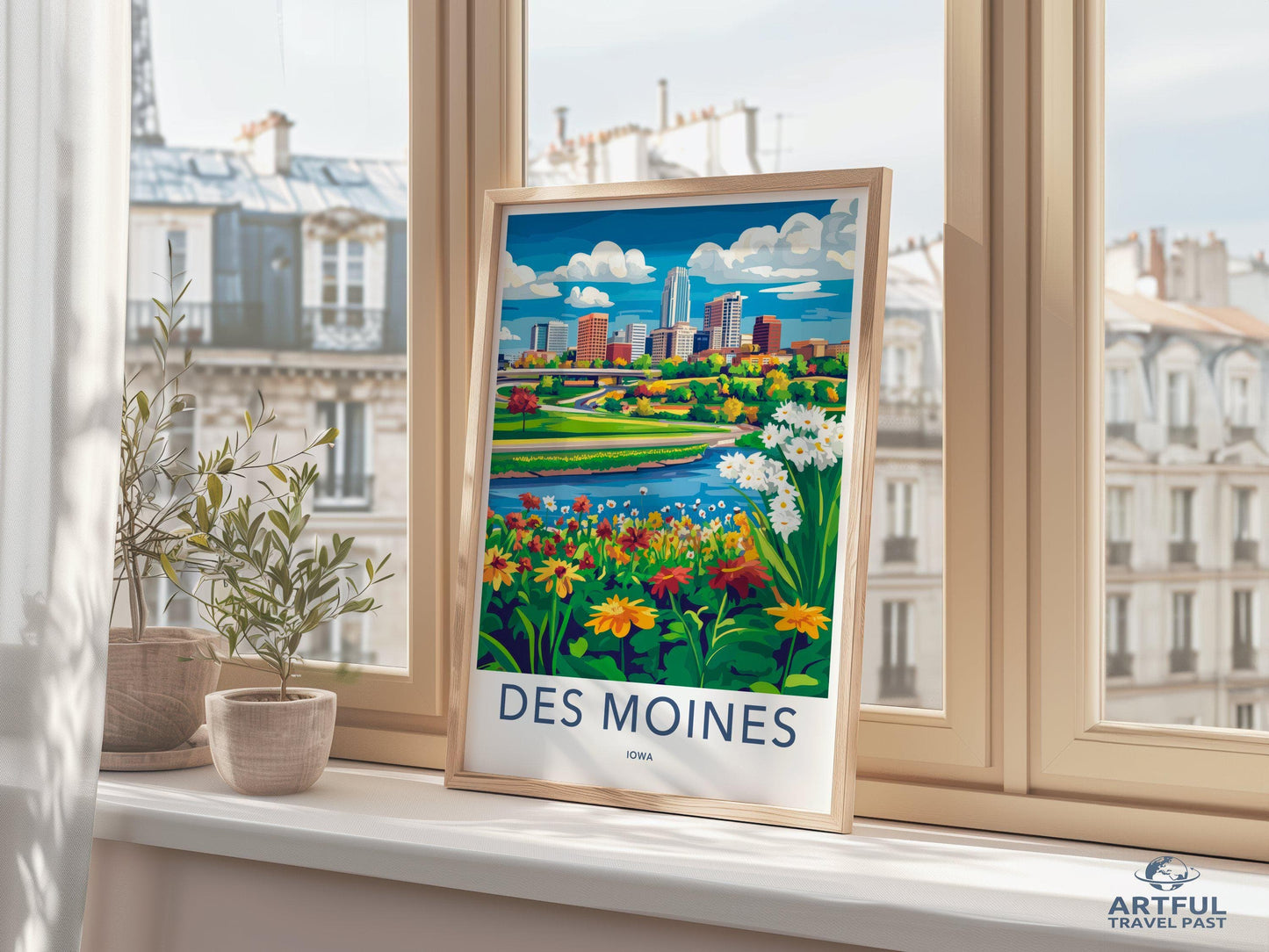 Des Moines Poster | Iowa Wall Art | America Decor