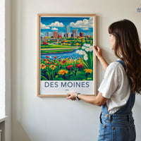 Des Moines Poster | Iowa Wall Art | America Decor