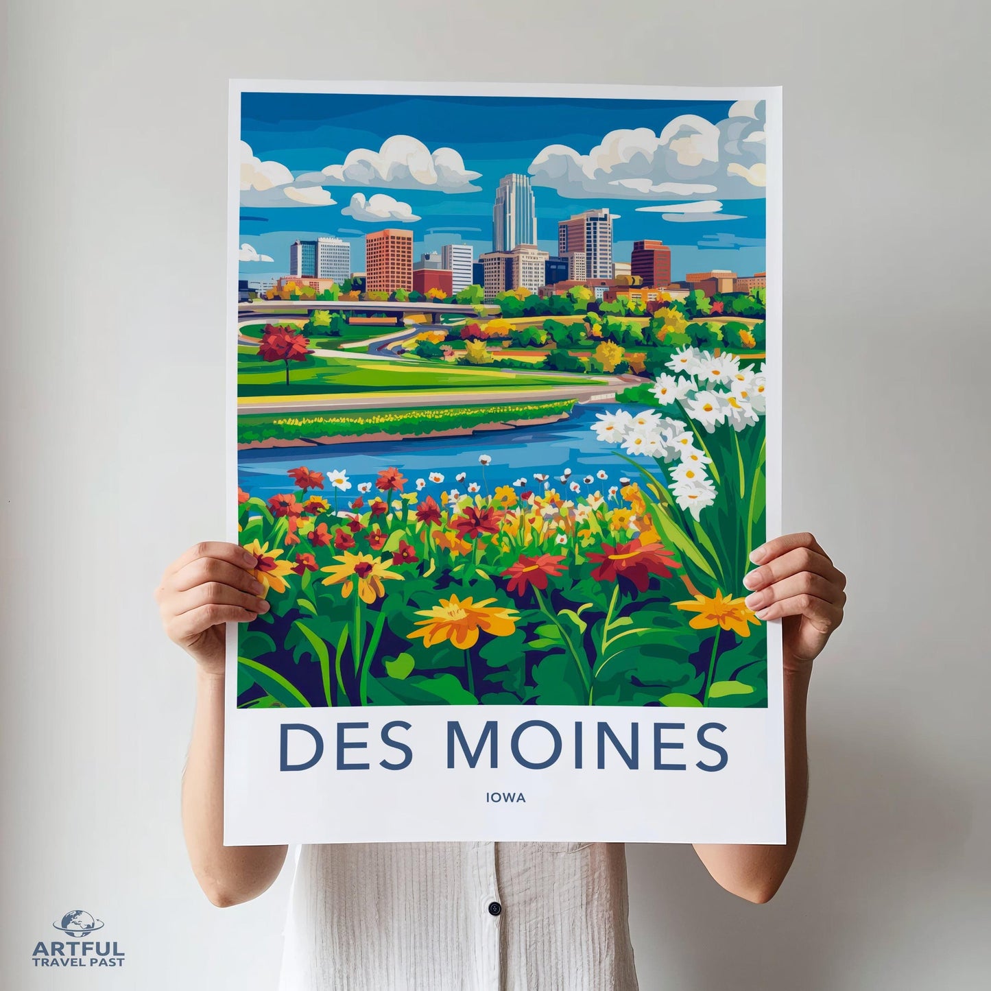 Des Moines Poster | Iowa Wall Art | America Decor