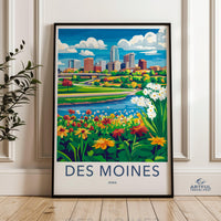 Des Moines Poster | Iowa Wall Art | America Decor