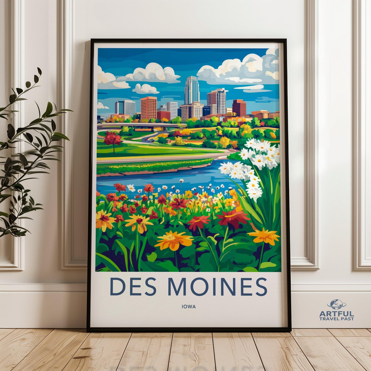 Des Moines Poster | Iowa Wall Art | America Decor