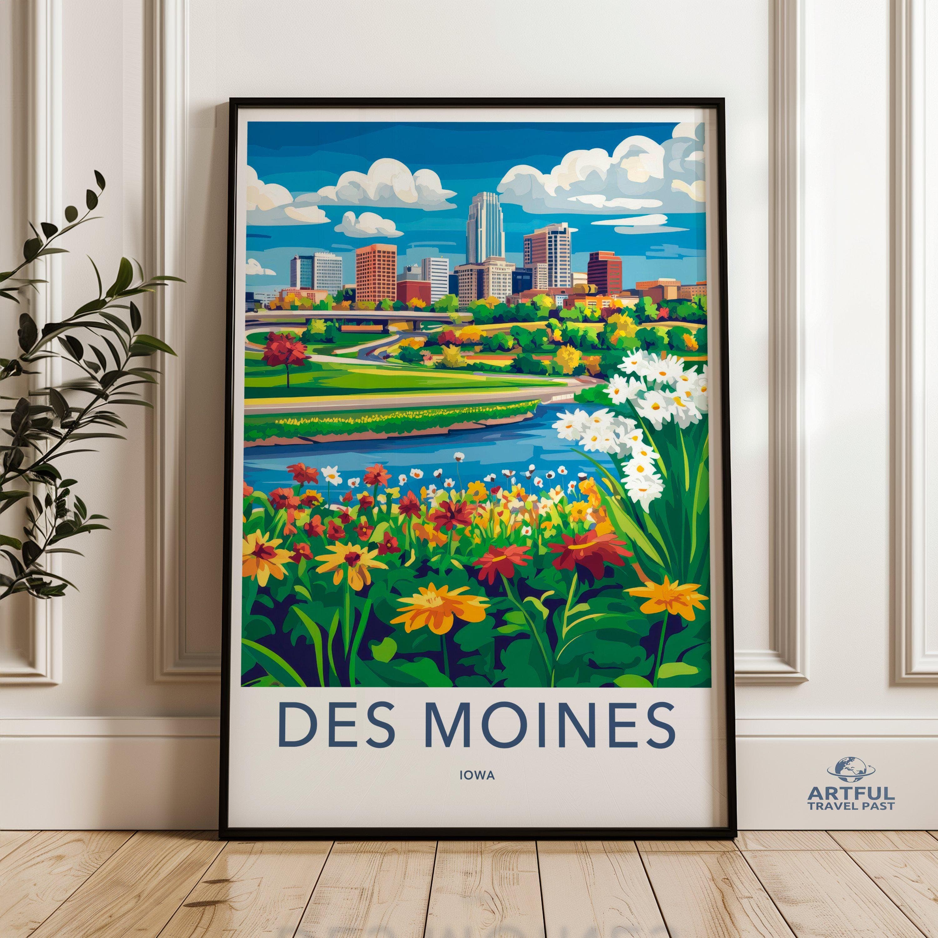 Des Moines Poster | Iowa Wall Art | America Decor