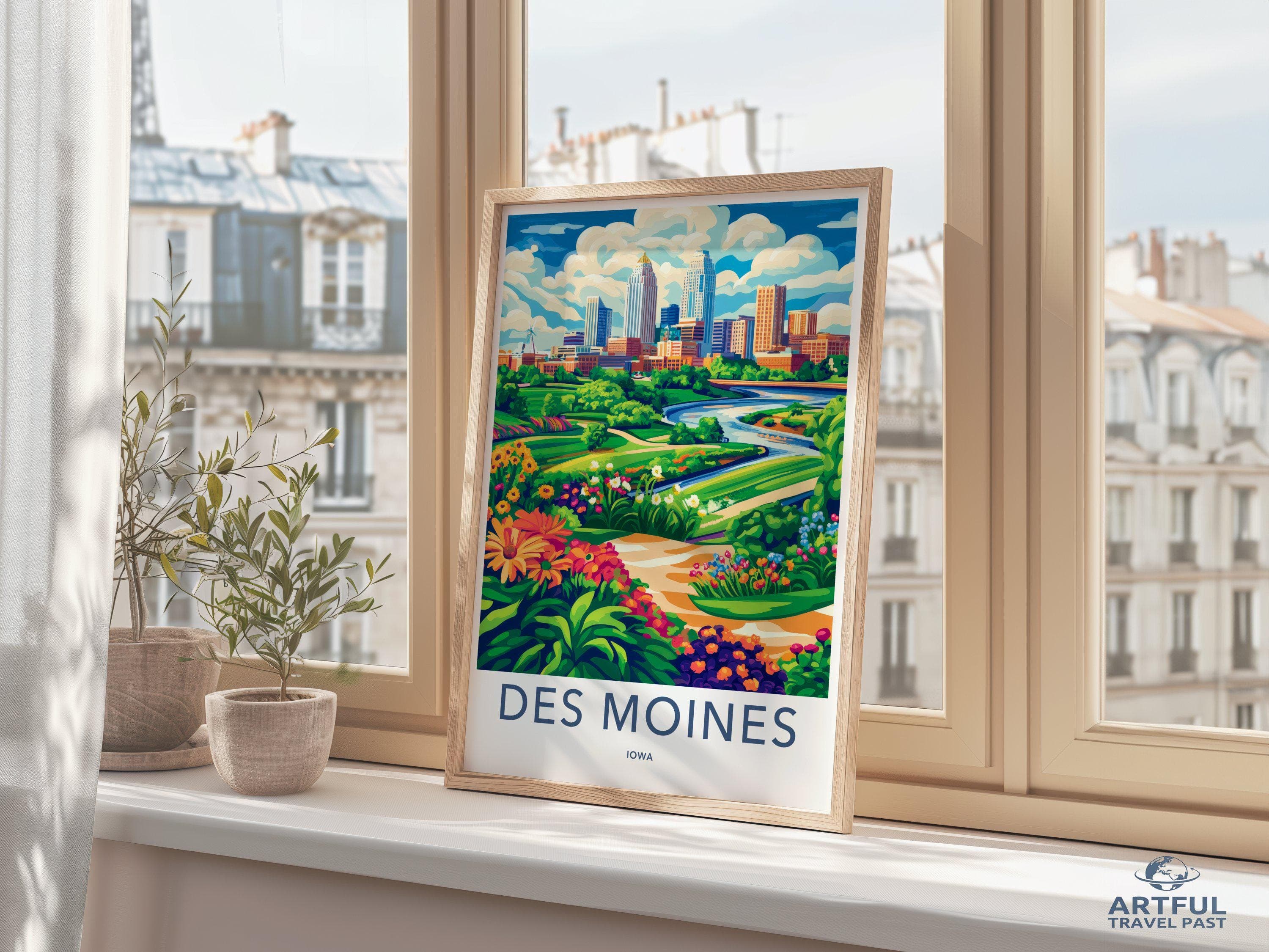 Des Moines Poster | Iowa Wall Art | America Decor