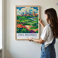 Des Moines Poster | Iowa Wall Art | America Decor